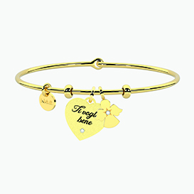 BY YOU COLLECTION  Bracciale HULA-HOOP  con ciondolo TI VOGLIO BENE e ANGIOLETTO