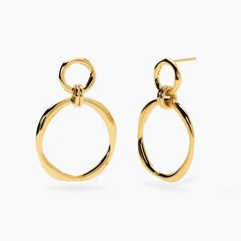 STYLE COLLECTION  STYLE 24   Orecchini in acciaio dorato con pendenti circolari