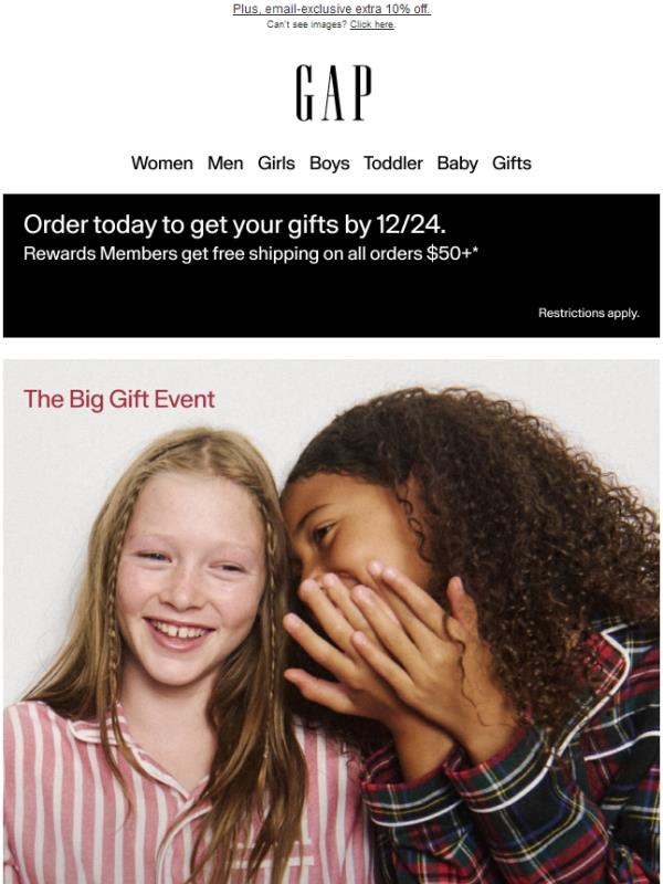 50% off giftable styles that will arrive by 12/24