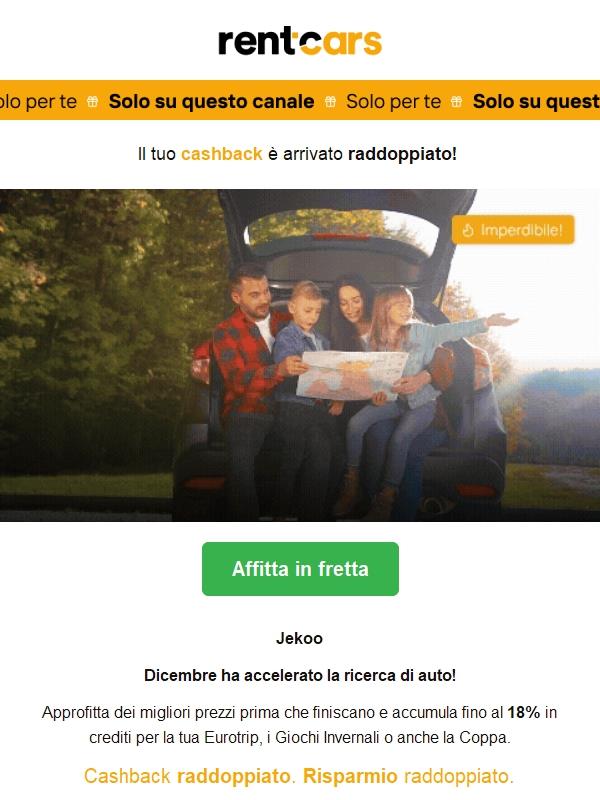 ⚠️ Attenzione: CASHBACK RADDOPPIATO!