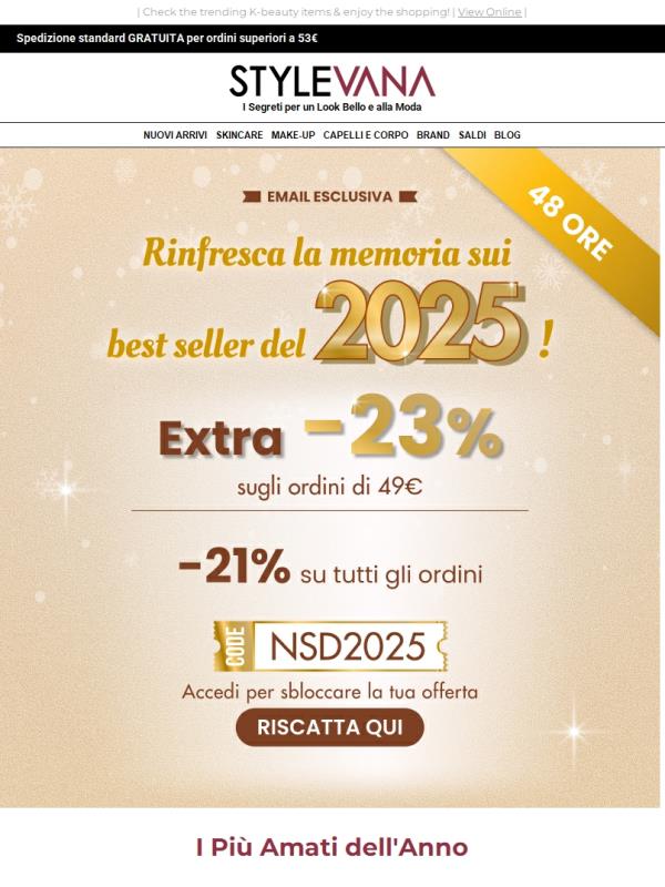 Riepilogo bestseller 2025 🔥 23% OFF su tutto il sito!