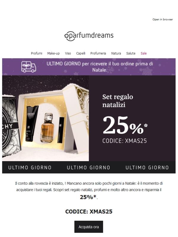 25% su set regalo, profumi e altro 💝