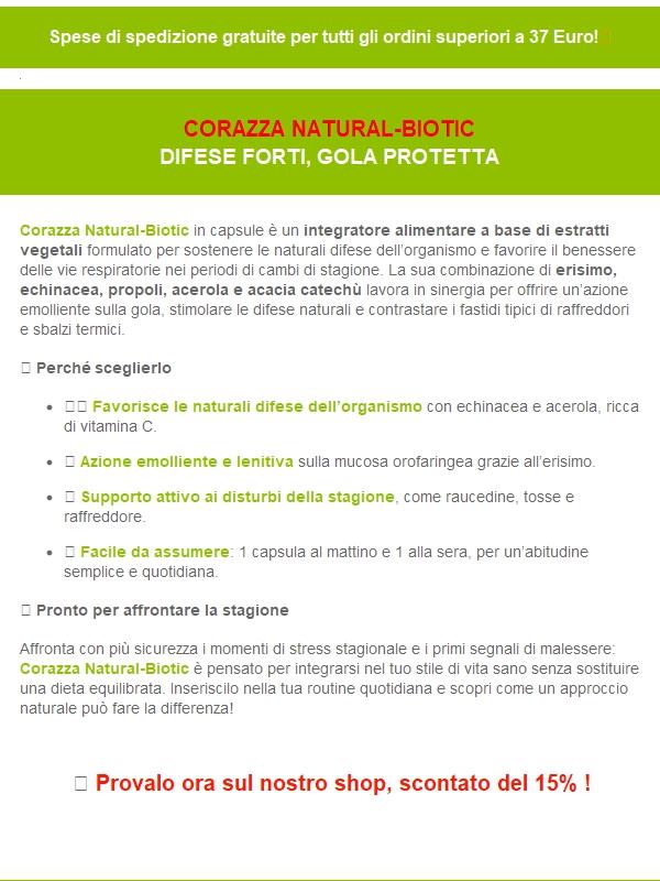Proteggi gola e difese in modo naturale con Corazza Natural-Biotic 🌿
