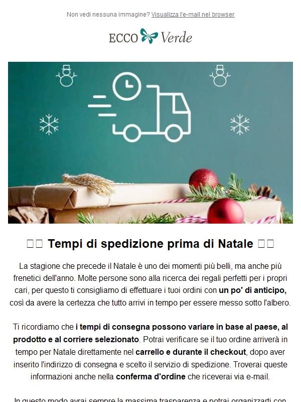 🎁 Per far sì che i tuoi regali arrivino in tempo