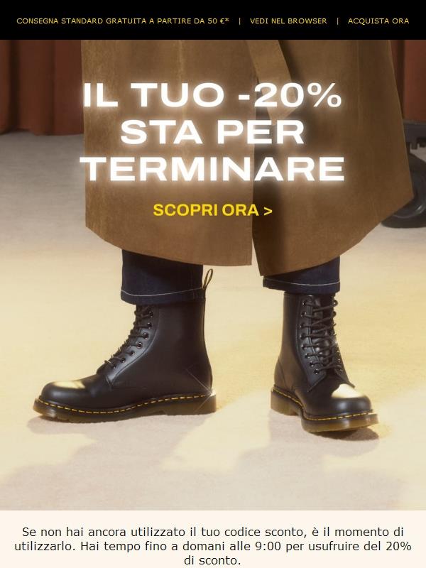 Il tuo -20% sta per terminare
