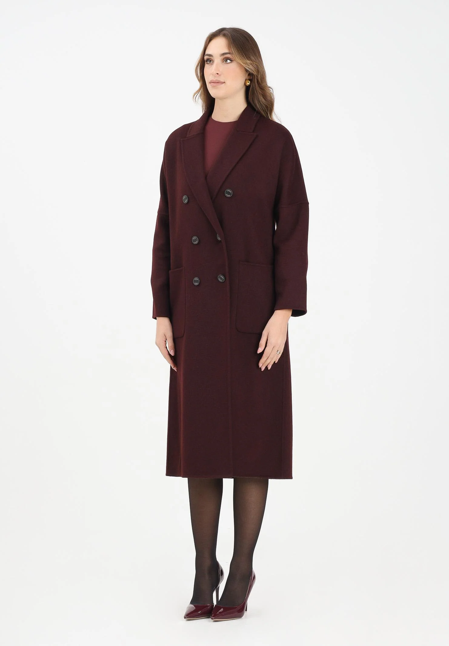 Image of VICOLO Cappotto lungo bordeaux da donna