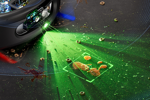 Grazie all'intelligenza artificiale, il robot aspirapolvere Dyson Spot+Scrub Ai rileva e identifica le macchie.