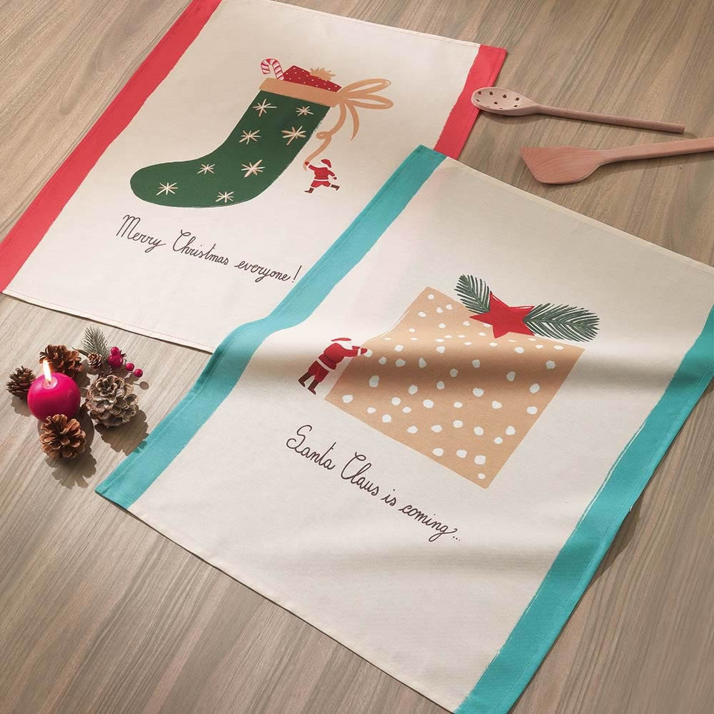 Image of SET DUE STROFINACCI NAVIDAD NATALE STAMPA DIGITALE GABEL