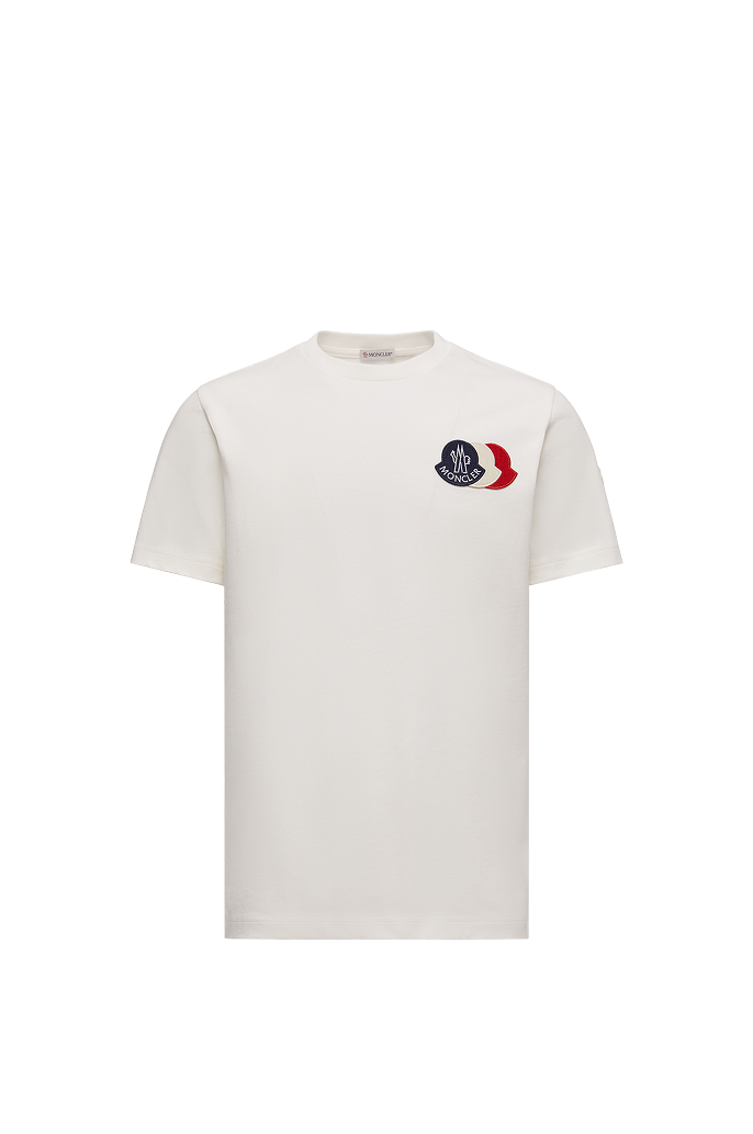T-shirt in cotone con logo tricolore ricamato