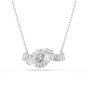 Pendente Matrix, Taglio baguette, Nodo, Bianco, Placcato rodio