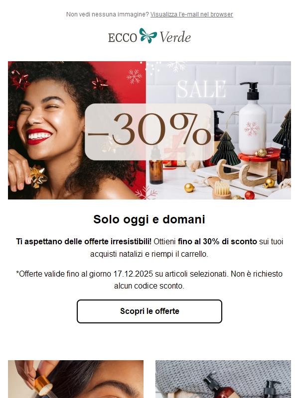 Fino al -30% sui tuoi prodotti beauty preferiti