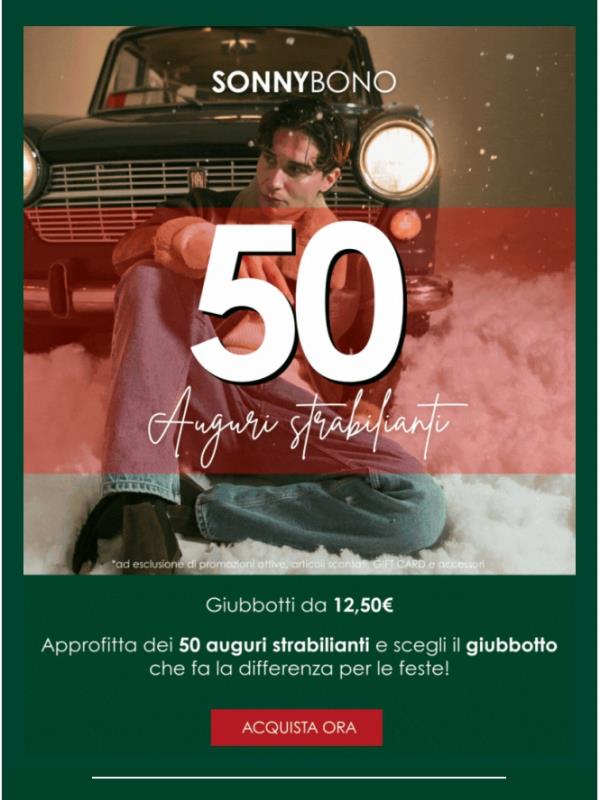 💥Giubbotti da 12,50€ 50 Auguri Strabilianti per te!