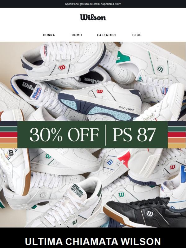 Ultime ore: 30% di sconto su Pro Staff 87 e 50% su Pro Staff v14