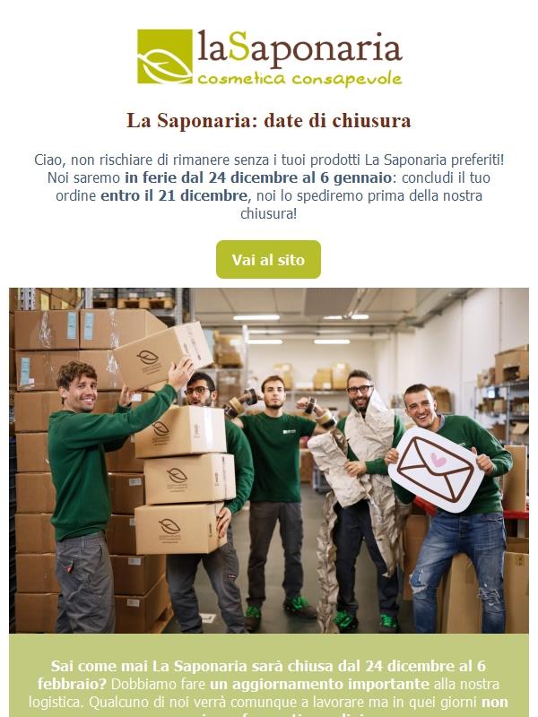 💚 La Saponaria: date di chiusura