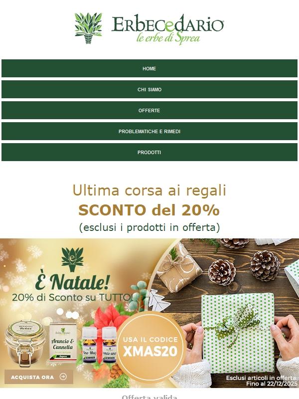 Per te Natale arriva in anticipo: 20% di sconto su tutto! 🎁