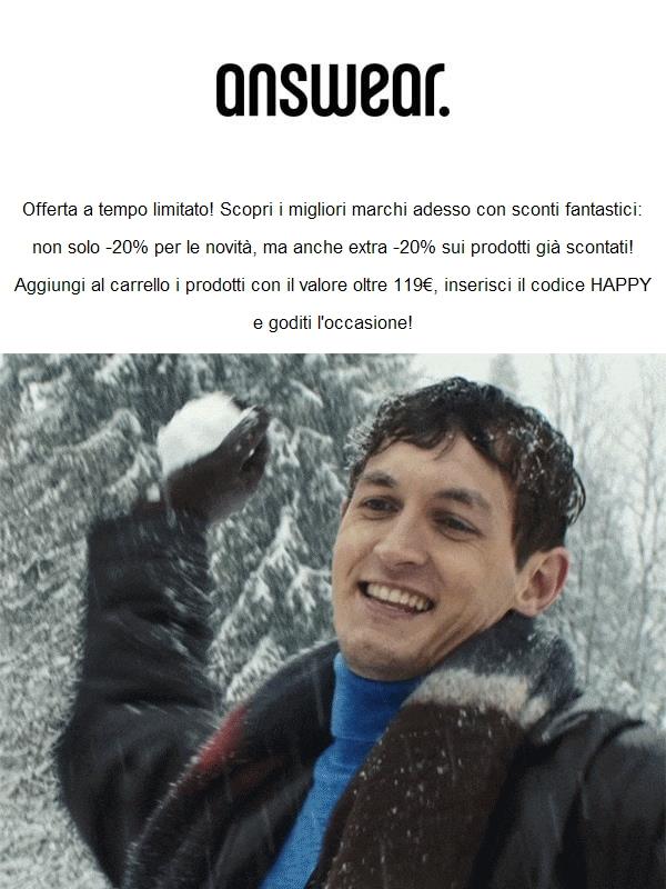 -20% sulle novità ed extra -20% sui prodotti scontati