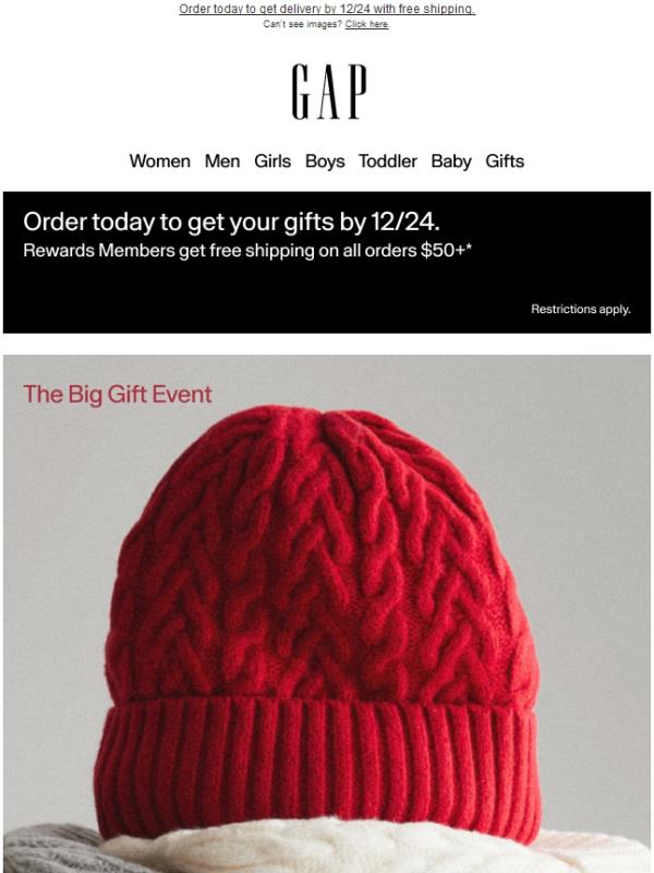 50% off ready-to-wrap styles for everyone