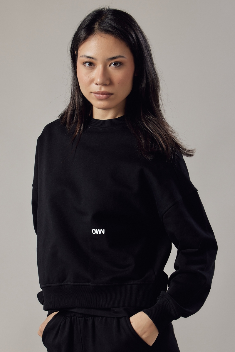 Set Felpa Girocollo + Joggers Loose Fit – Nero