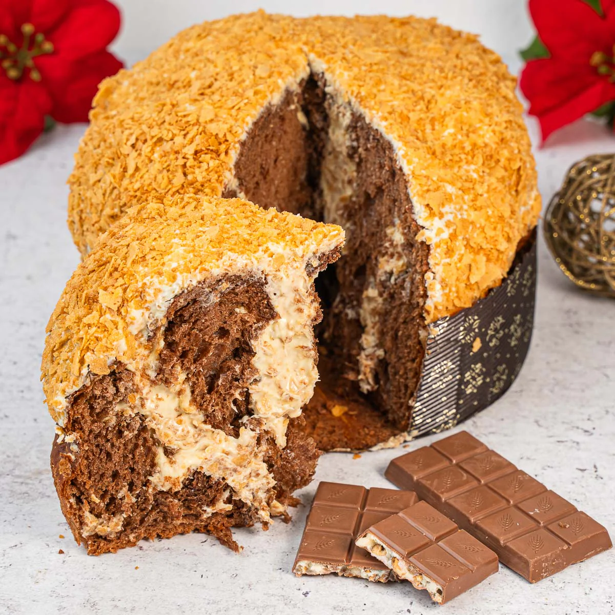 Image of Panettone artigianale al cioccolato bianco e cereali ciokocereali