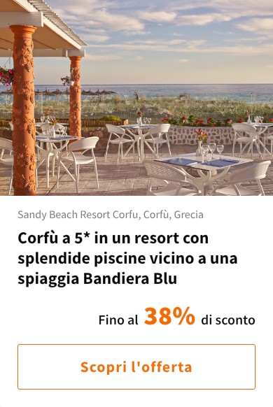 Corfù a 5* in un resort con splendide piscine vicino a una spiaggia Bandiera Blu
