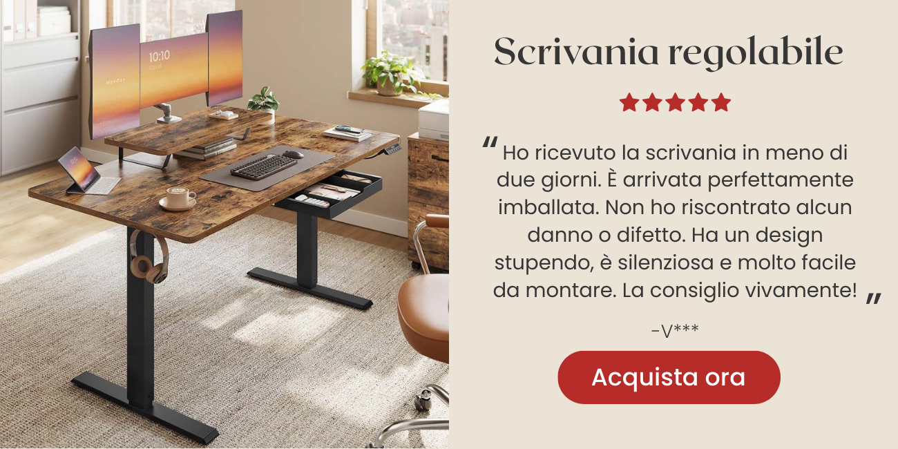 Scrivania elettrica regolabile con supporto monitor e USB
