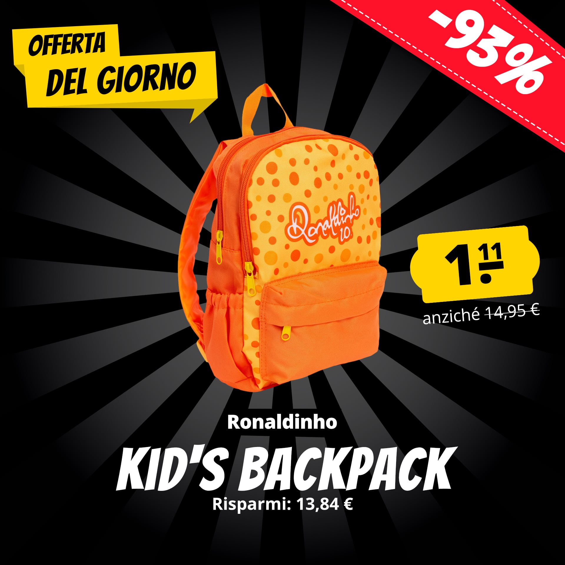 ronaldinho bambini zaino