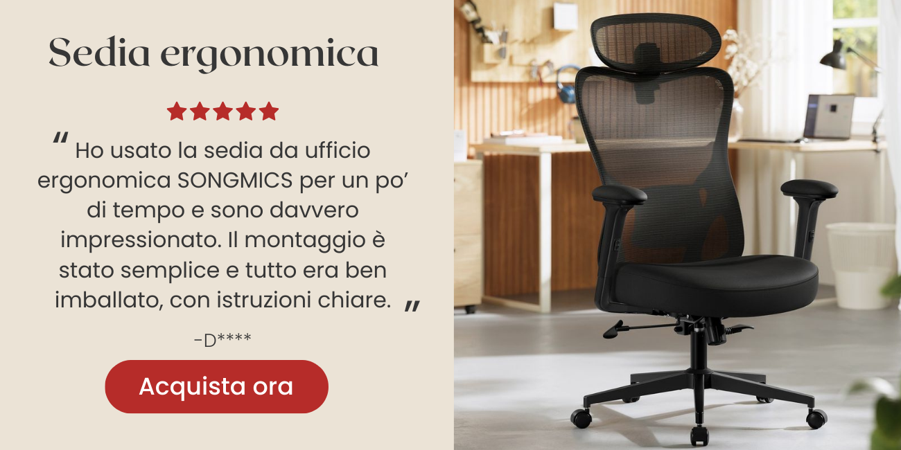 Sedia da ufficio ergonomica con poggiatesta e supporto lombare
