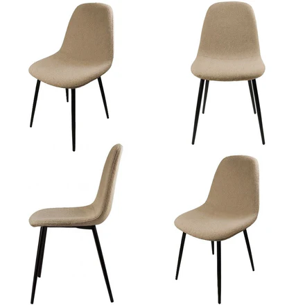 Set 4 Sedia Sala da Pranzo Imbottita Bouclé Design Moderno Impilabile