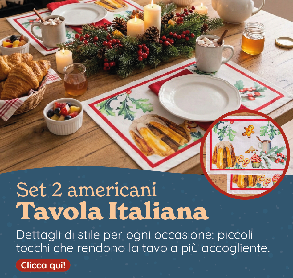 Set 2 Americani in Puro Cotone Fantasia Natalizia - Tavola Italiana