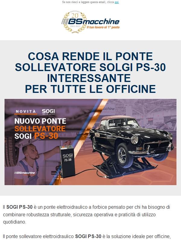 Nuovo ponte SOGI PS-30: il sollevatore compatto che fa il lavoro “da grande”