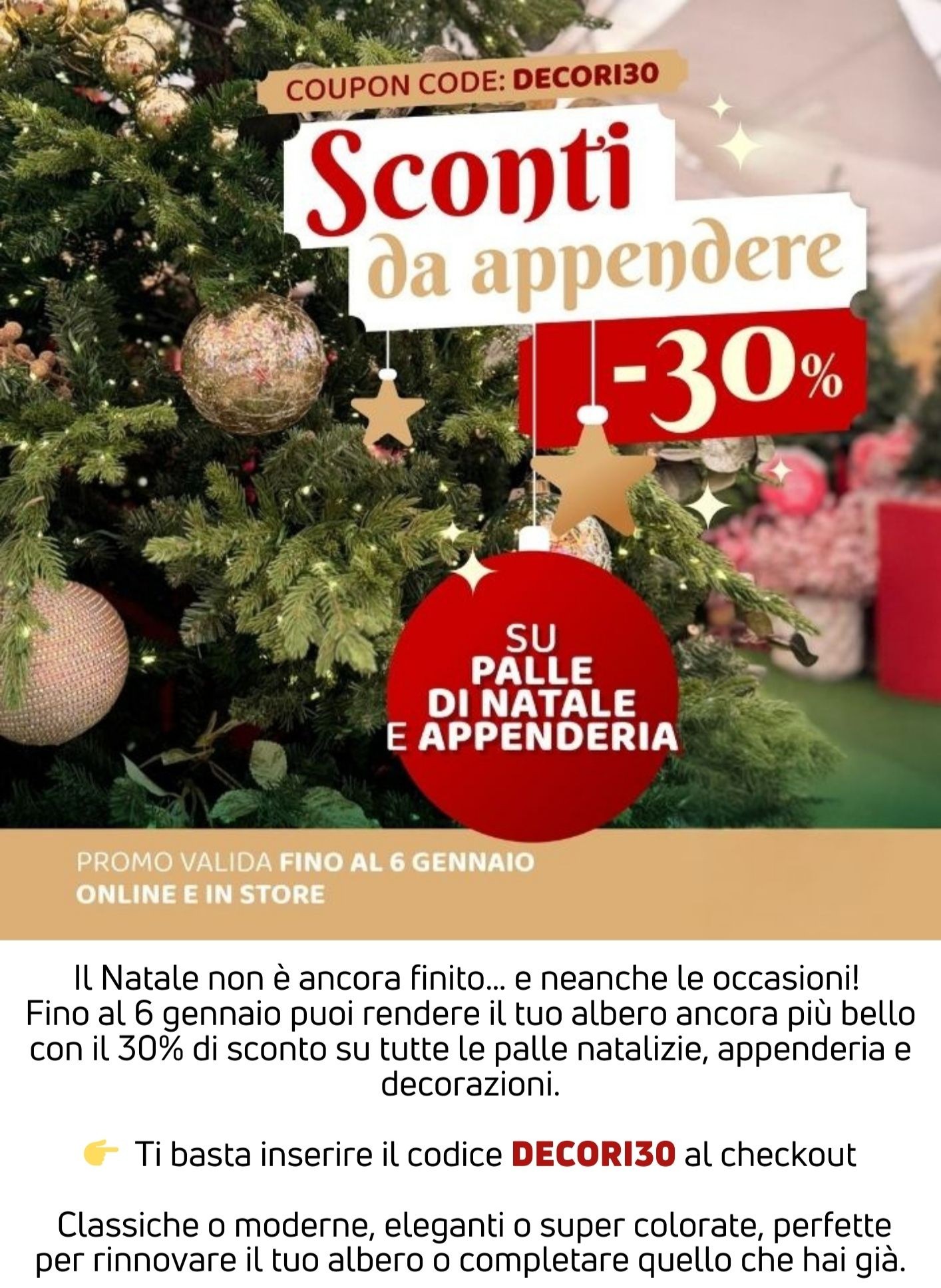 -30% di sconto sulle decorazioni per albero