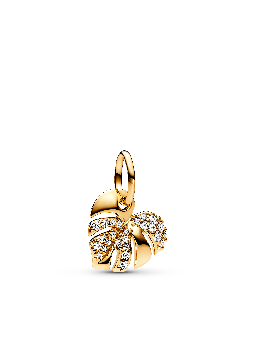 Sparkling Monstera Leaf Dangle Charm