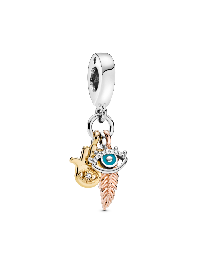 Hamsa, All-seeing Eye & Feather Spirituality Dangle Charm