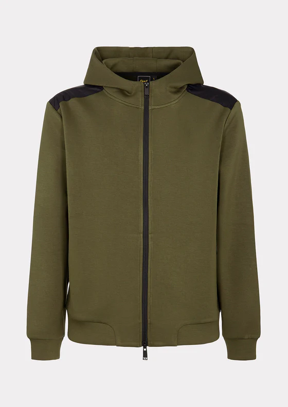 Felpa con Cappuccio Full Zip Uomo F**K Verde Militare M3100-MG