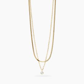 STYLE COLLECTION STYLE 31 Girocollo in acciaio dorato con catene forzatina diamantata e herringbone con punto luce in cristallo STYLE COLLECTION STYLE 31 Girocollo in acciaio dorato con catene forzatina diamantata e herringbone con punto luce in cristallo