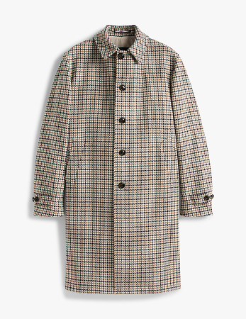 Cappotto lungo in misto lana pied de poule