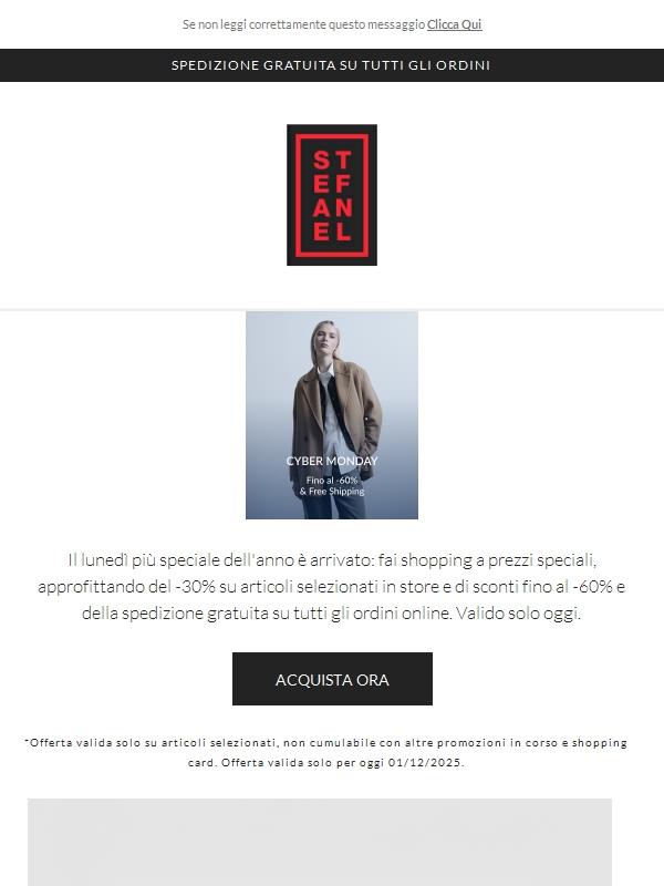 CYBER MONDAY | Fino al -60% & Free Shipping
