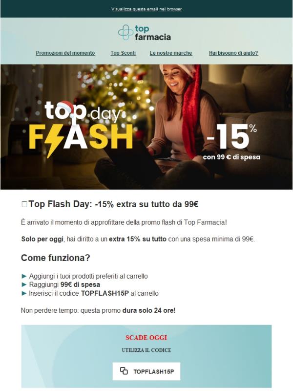 ⚡ Solo oggi: -15% extra su tutto!