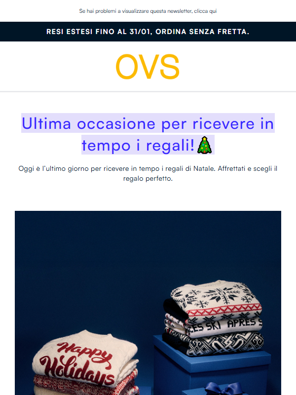 Ultimo giorno per ricevere i regali entro Natale 🎄