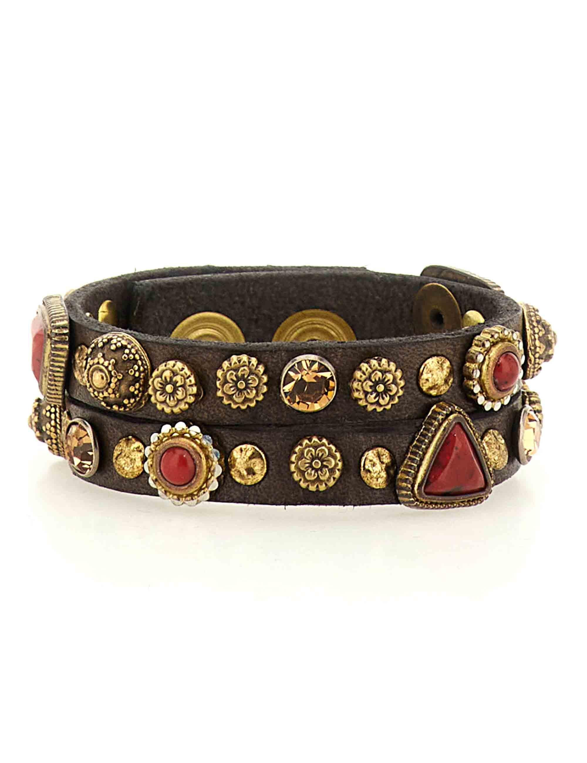 Bracciali donna in pelle testa di moro doppio giro C043280ND X2867 C1501 Campomaggi 