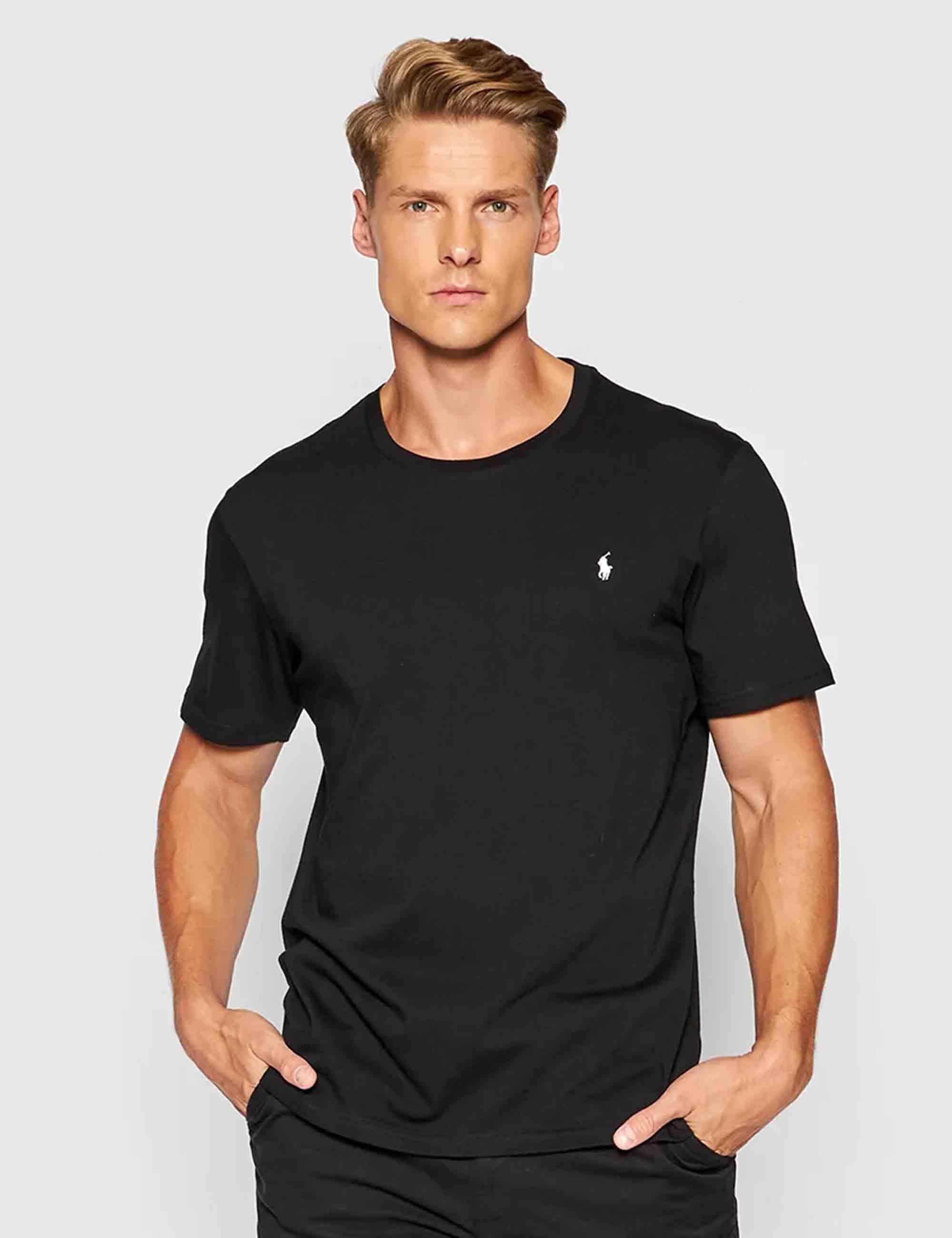 T-shirt uomo Sle in cotone nero con logo ricamato 714844756001 POLO BLACK Polo Ralph Lauren 