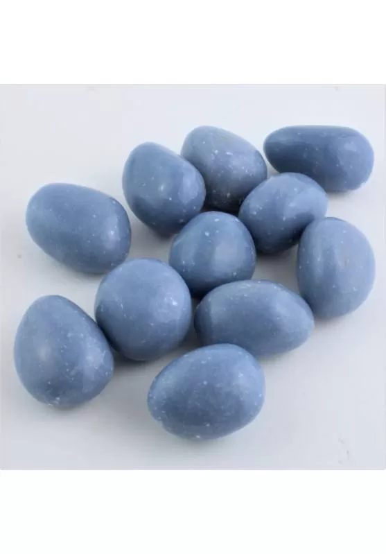 Image of ANGELITE Burattata GRANDE Minerali Burattati Cristalloterapia Chakra 16-35g A+