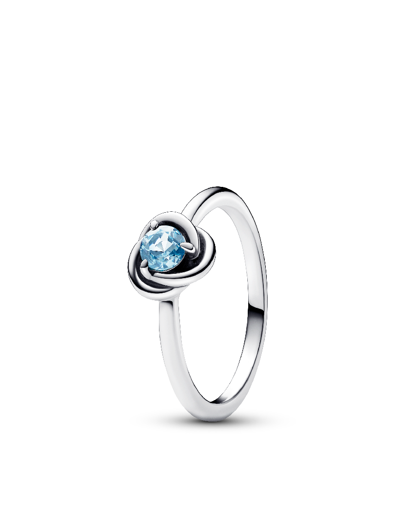 March Sea Aqua Blue Eternity Circle Ring
