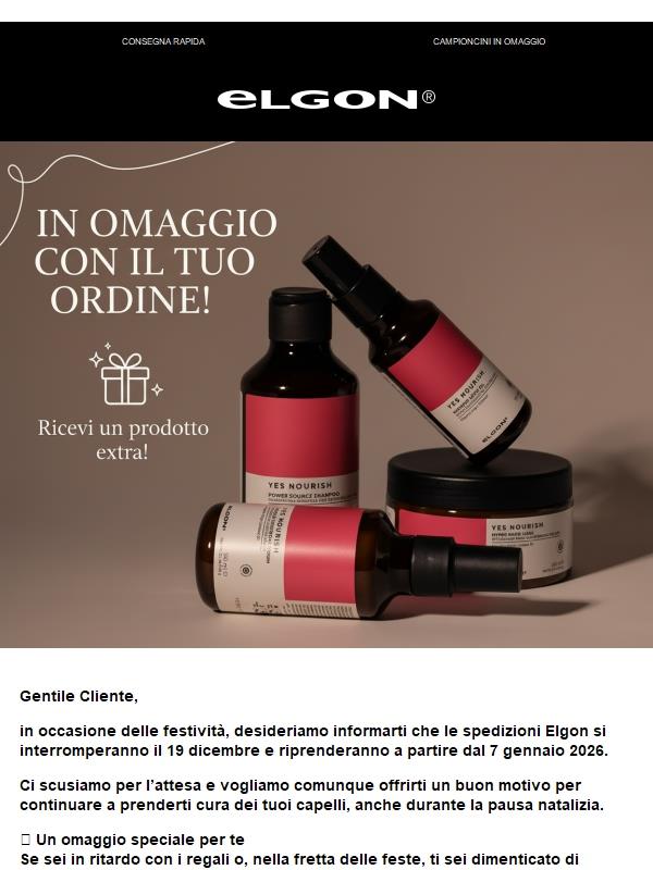 🎄 Ordina ora e ricevi un regalo da Elgon