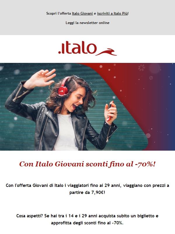 Italo Giovani: viaggia con sconti fino al -70%!