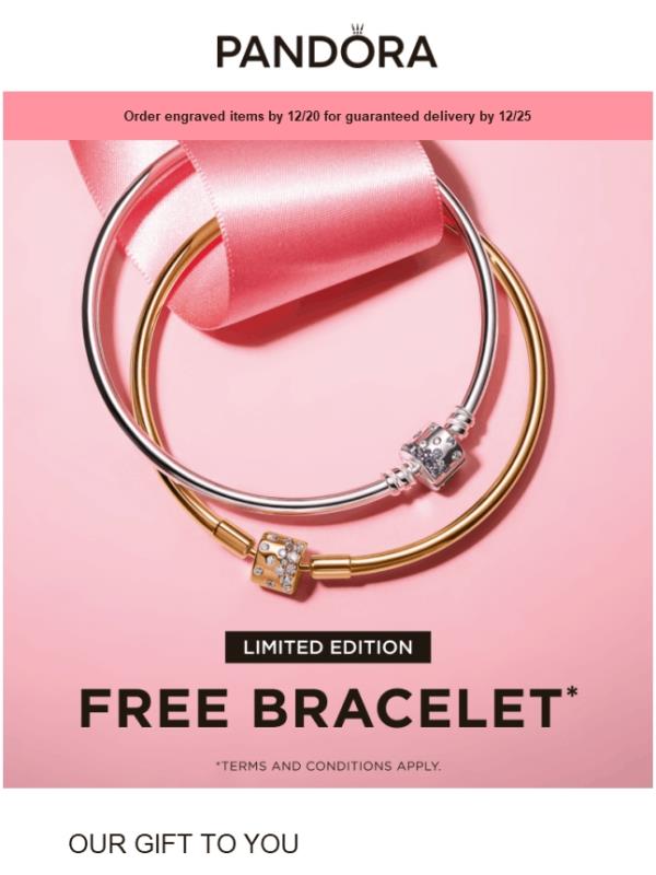 1 Day Left to Order Engraving by 12/25! And get a FREE BRACELET with qualifying purchase!