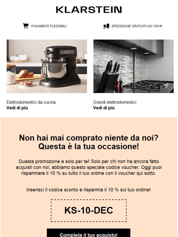 Non hai mai fatto acquisti con noi? Questo sconto del 10% è solo per te!