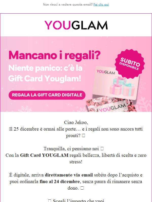 🎁 Mancano i regali? Niente panico: c’è la Gift Card YOUGLAM!