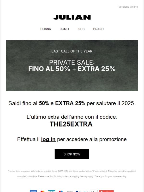 25% EXTRA | L’ultimo EXTRA dell’anno è arrivato