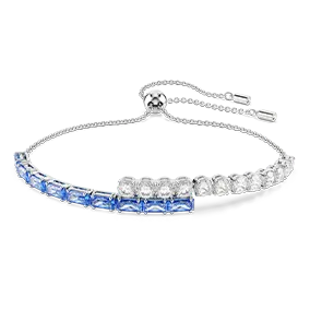 Bracciale Matrix Tennis, Taglio misto, Blu, Placcato rodio